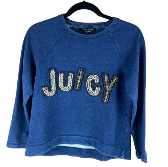 JUICY Couture Block Letter  Denim Sweatshirt - Picture 1 of 10